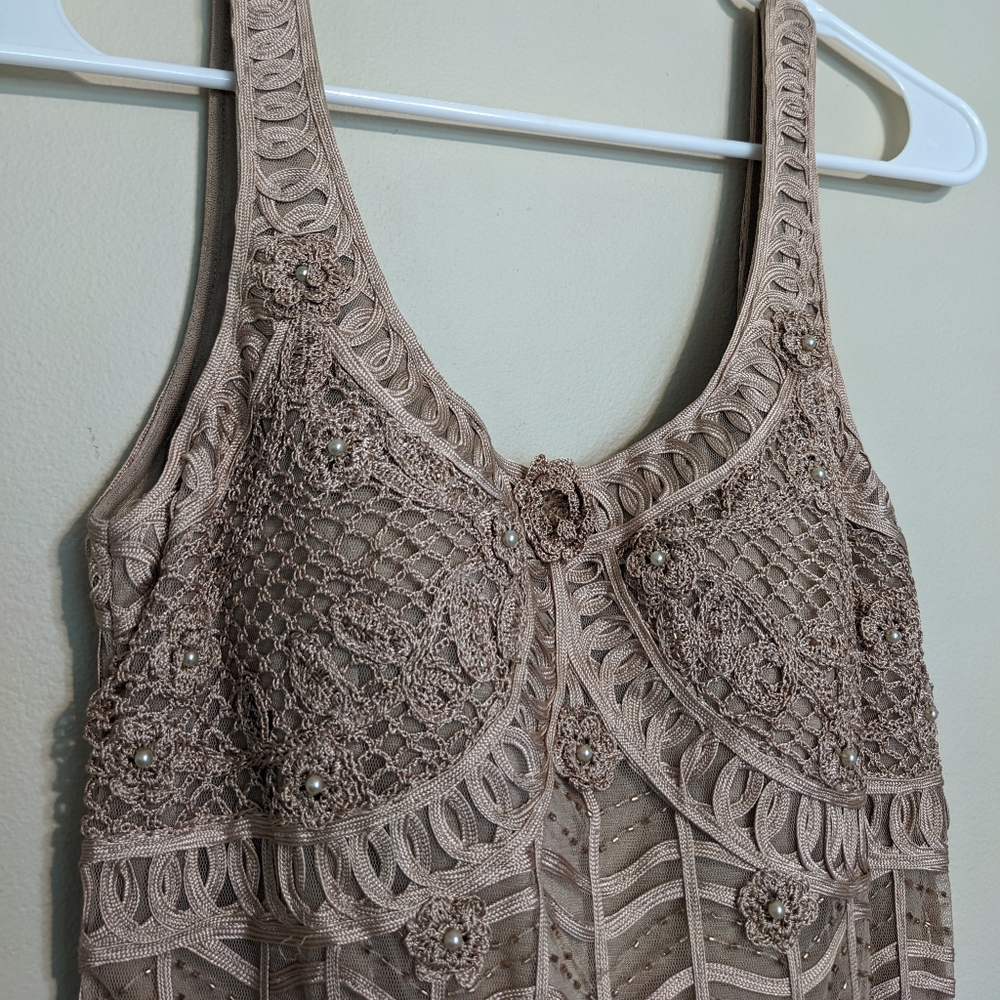 Vintage Sue Wong Gatsby 1920's Flapper Beaded Dress in Nude Size 2 - Picture 3 of 8